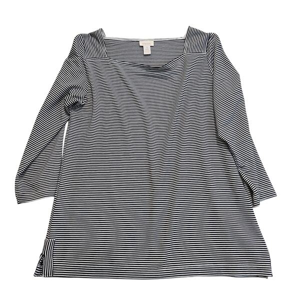 Chico's Tops - Chico's Marina Striped Pullover Top Square Neck Sz M Nautical Coastal